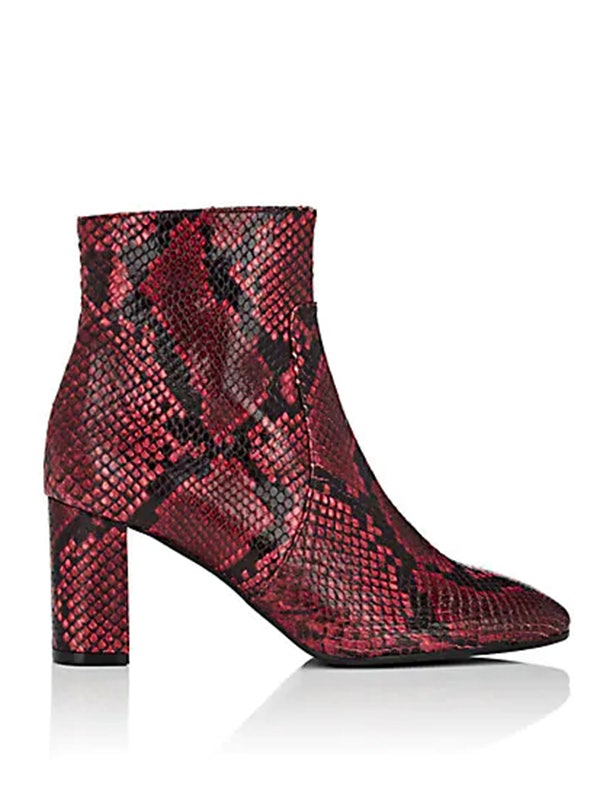 snakeskin boots red
