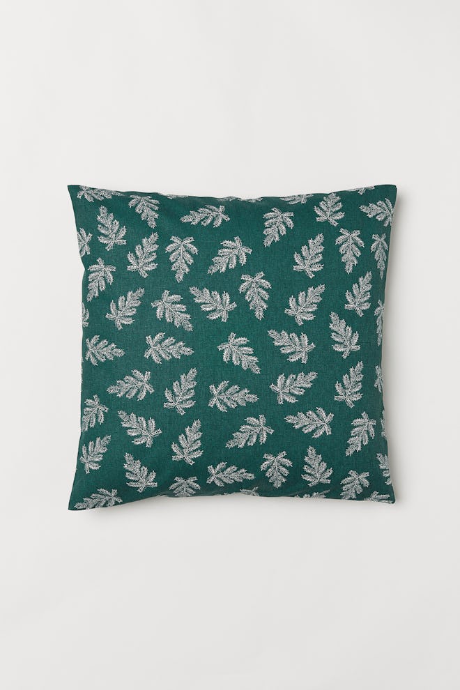Patterned Cushion Cover in Dark Green/Fir Twigs