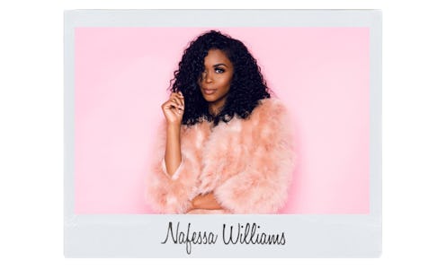 'Black Lightning' Star Nafessa Williams posing in a pink fur coat