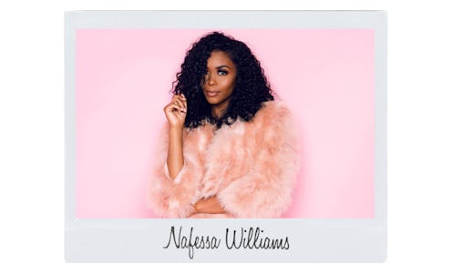 'Black Lightning' Star Nafessa Williams posing in a pink fur coat