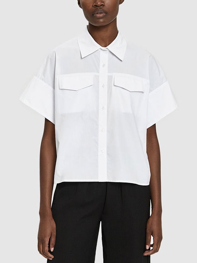 Callie Cropped Shirt in White