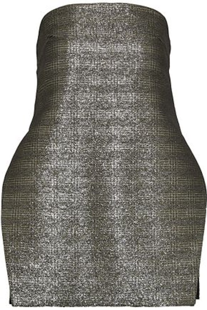ELLERY Sound And Vision Strapless Metallic Checked Jacquard Top