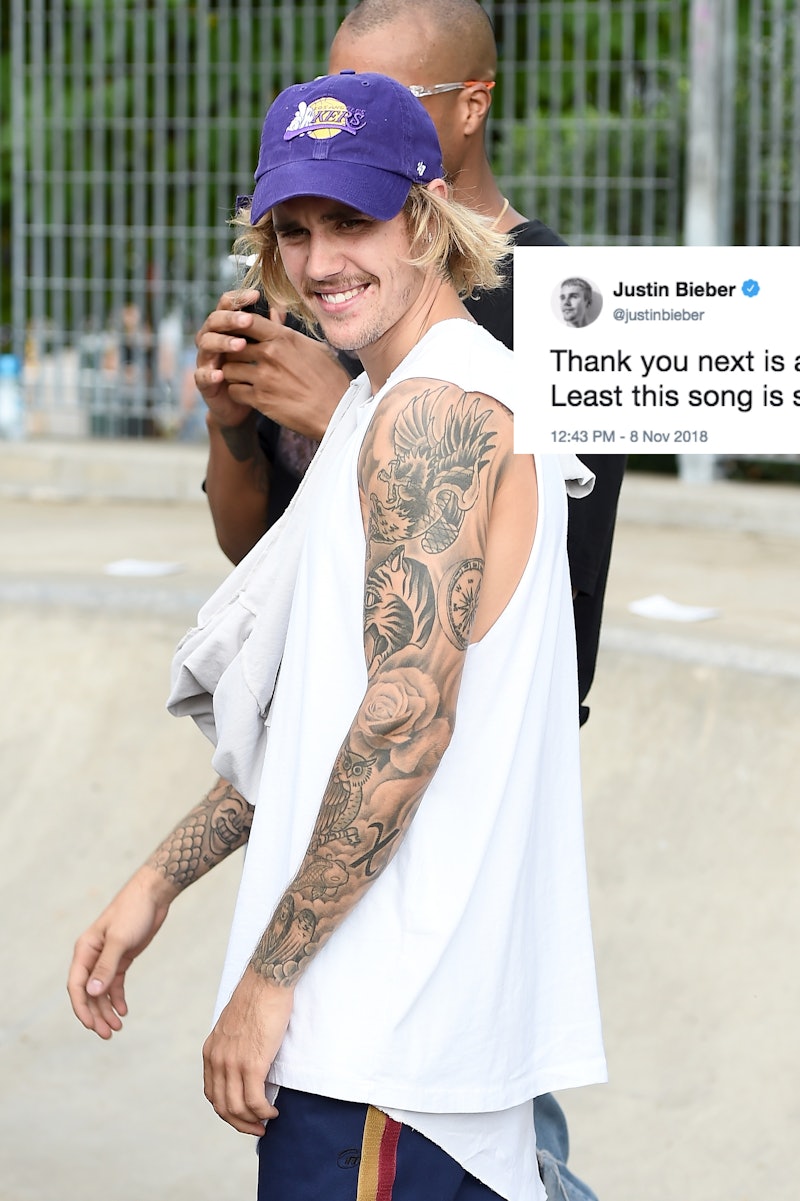 Justin Bieber S Thank U Next Tweet Proves He Loves Ariana Grande S New Song As Much As You