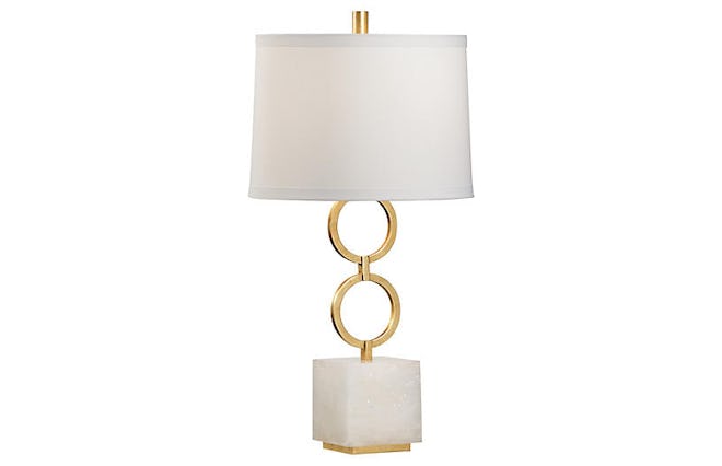 Henry Agate Table Lamp, Gold/White