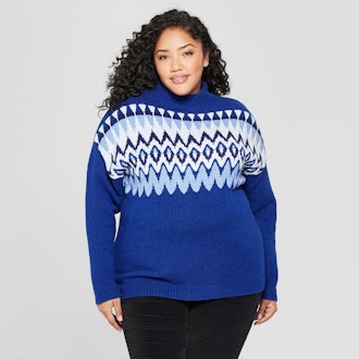 Ava & Viv™ - Women's Plus Fairisle Long Sleeve Sweater