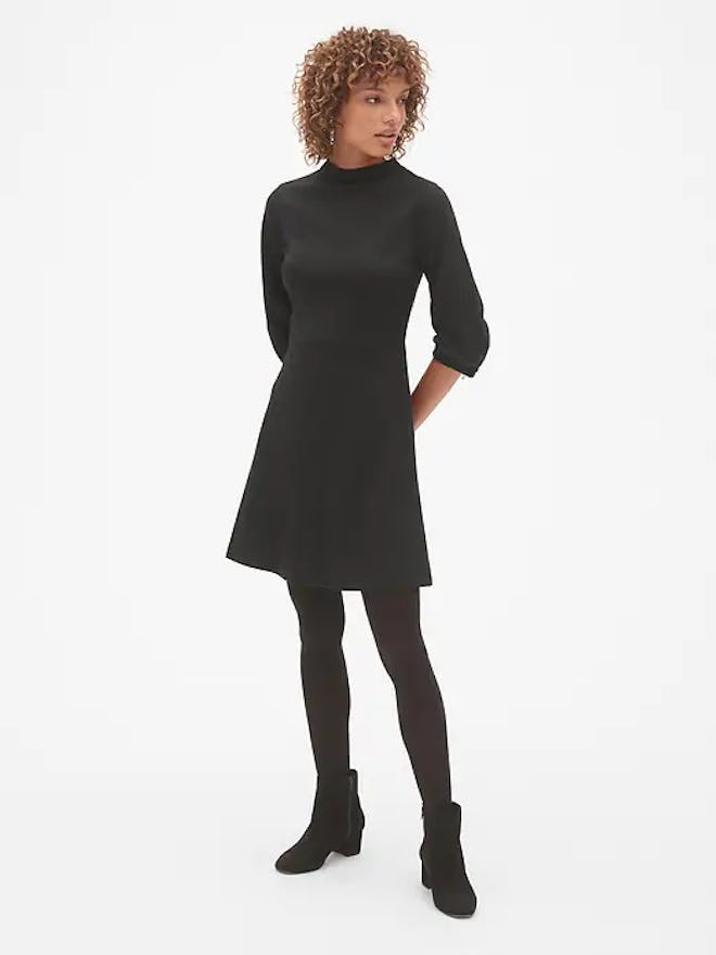 Balloon Sleeve Fit and Flare Dress in Ponte