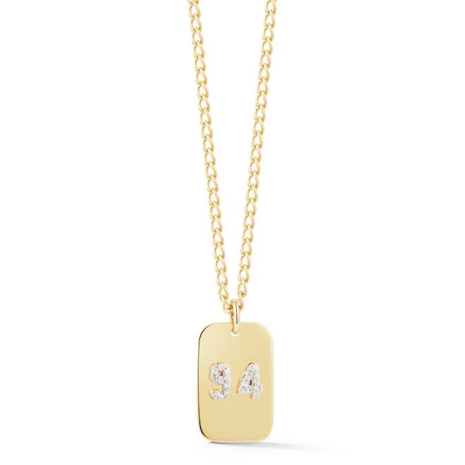 Double Pavé Number Dog Tag Necklace