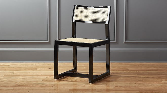 Makan Black Wood and Cane Chair