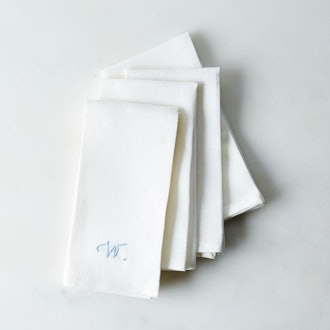 Celina Mancurti White Linen Napkins with Monogram Option (Set of 4)