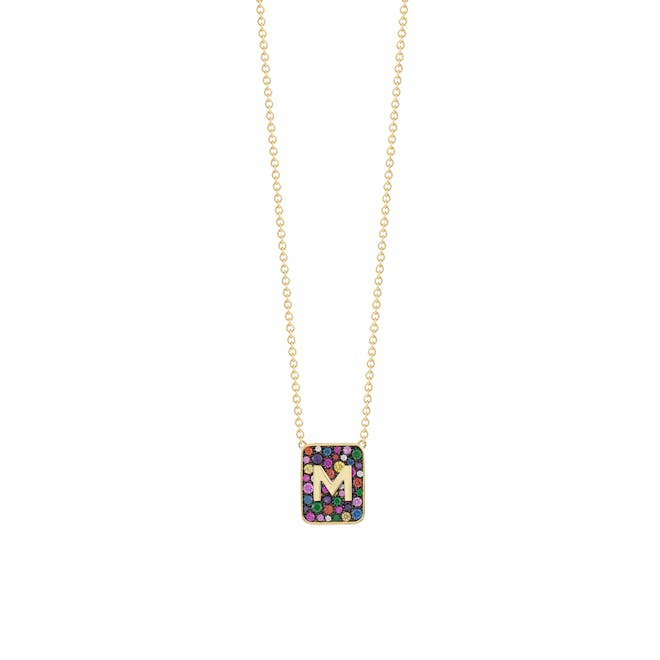 Personalized Multi-Color Stone Tablet Necklace