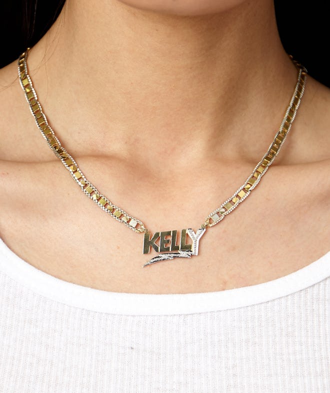 Bolt Diamond Cut Nameplate Necklace