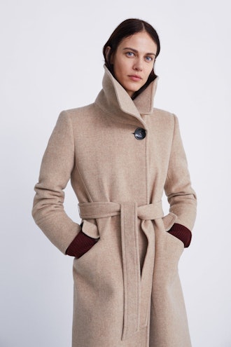 Coat With Wrap Collar