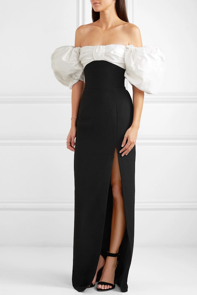 Off-the-Shoulder Crepe And Shantung Gown