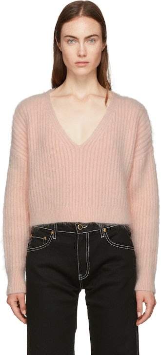 Pink Mohair Cropped Sweater 