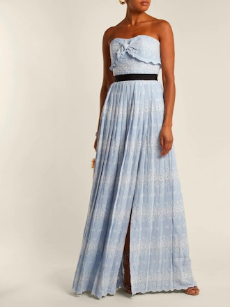 Strapless Floral Broderie-Anglaise Maxi Dress