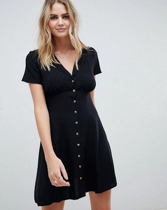 Fuller Bust Button Through Mini Skater Dress