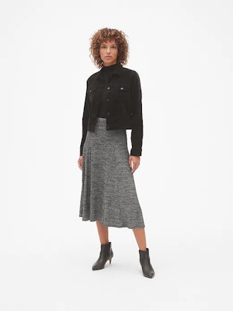 Softspun Metallic Midi Circle Skirt