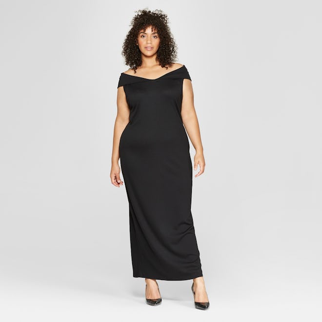 Women's Plus Size Off the Shoulder Knit Maxi Dress - Who What Wear™ Black