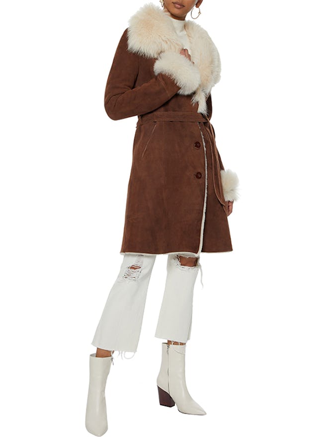 Belted Shearling Coat