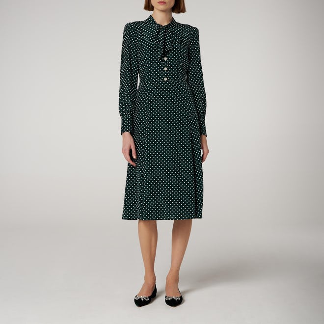 Mortimer Green Dotted Silk Dress