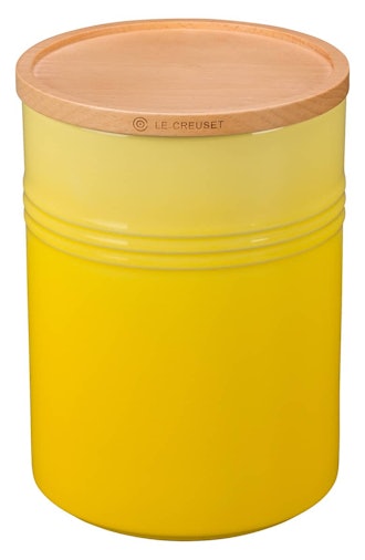 Glazed 22 Ounce Stoneware Storage Canister with Wooden Lid in Soleil