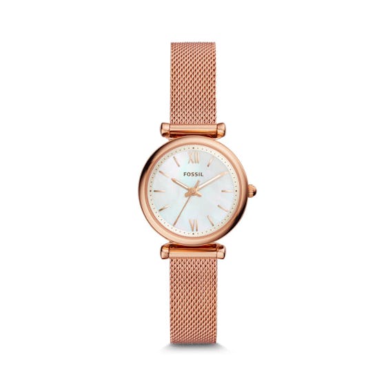 Carlie Mini Three-Hand Rose Gold-Tone Stainless Steel Watch