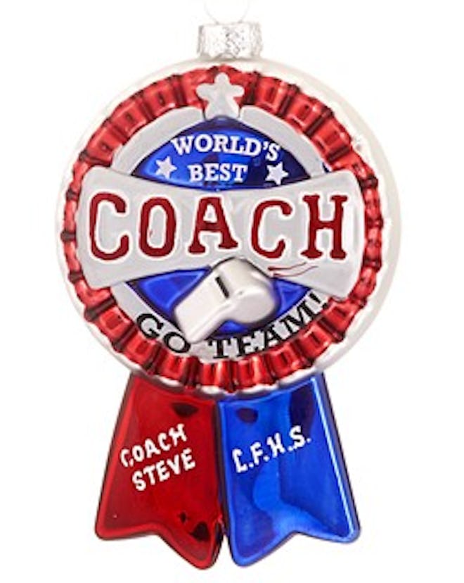 World's Best Coach Ribbon Christmas Ornament