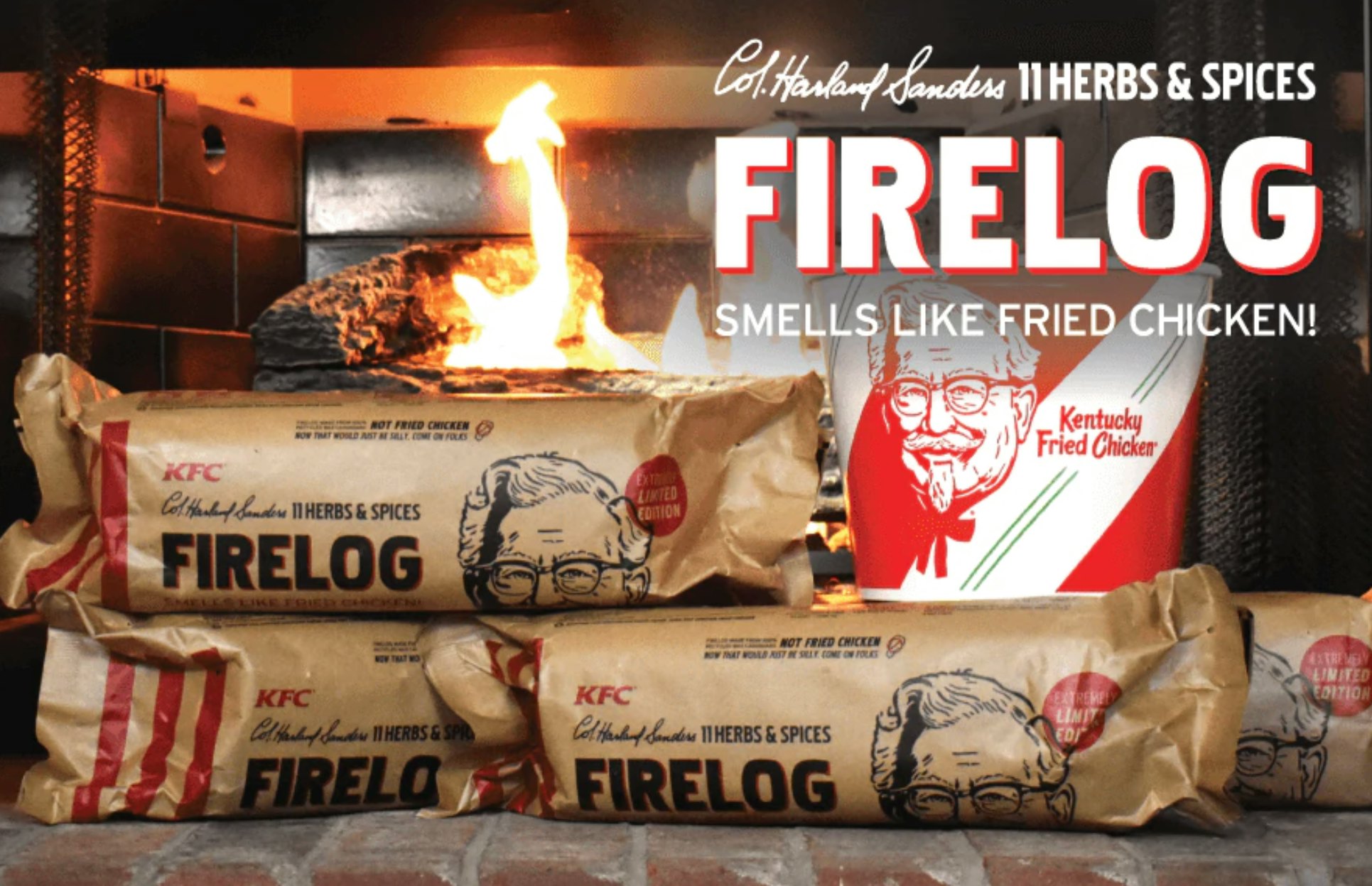 KFC Fire Log 11 Herbs and spices ENVIROLOG Kentucky Fried Chicken SEALED 