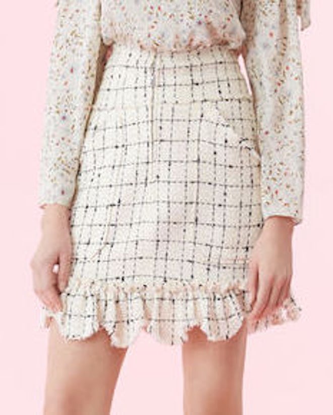 Plaid Tweed Skirt