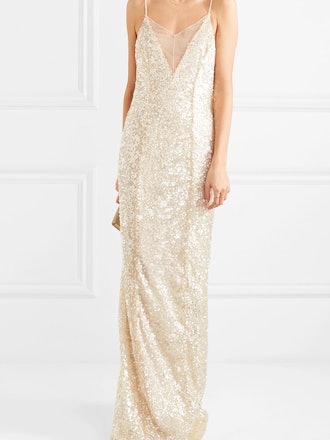 Hollywood Paillette-Embellished Metallic Tulle Gown