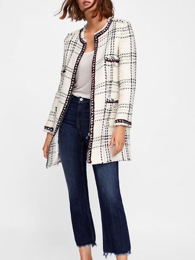Plaid Coat With Stripes