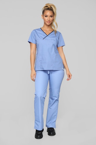 Be Patient Contrast Scrub Top 