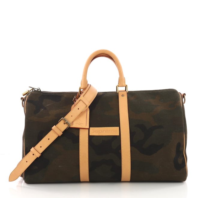 Louis Vuitton Keepall Bandouliere Bag Limited Edition Supreme Camouflage Canvas 45