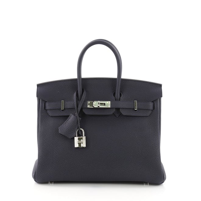 Hermes Birkin Handbag Bleu Nuit Togo with Palladium Hardware 25