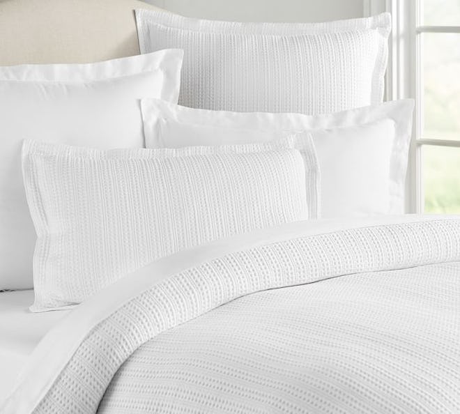 Honeycomb Duvet Cover, White, Full/Queen