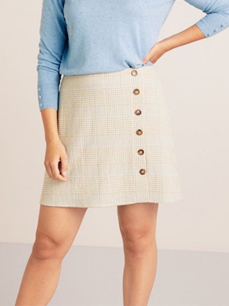Buttoned Checked Skirt