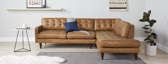 Eliot Leather Sectional with Bumper
