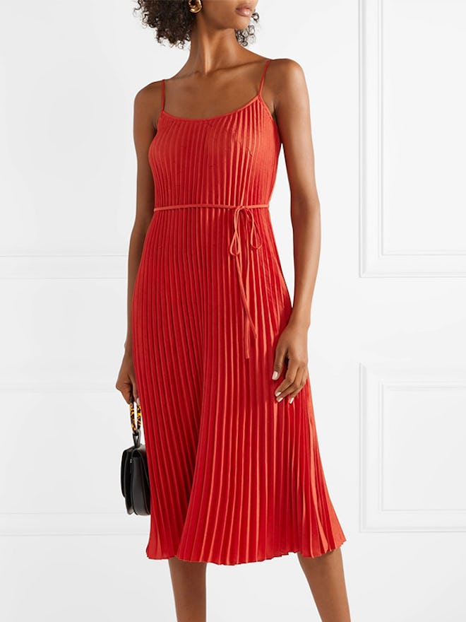 Crinkled Plissé-Crepe Midi Dress