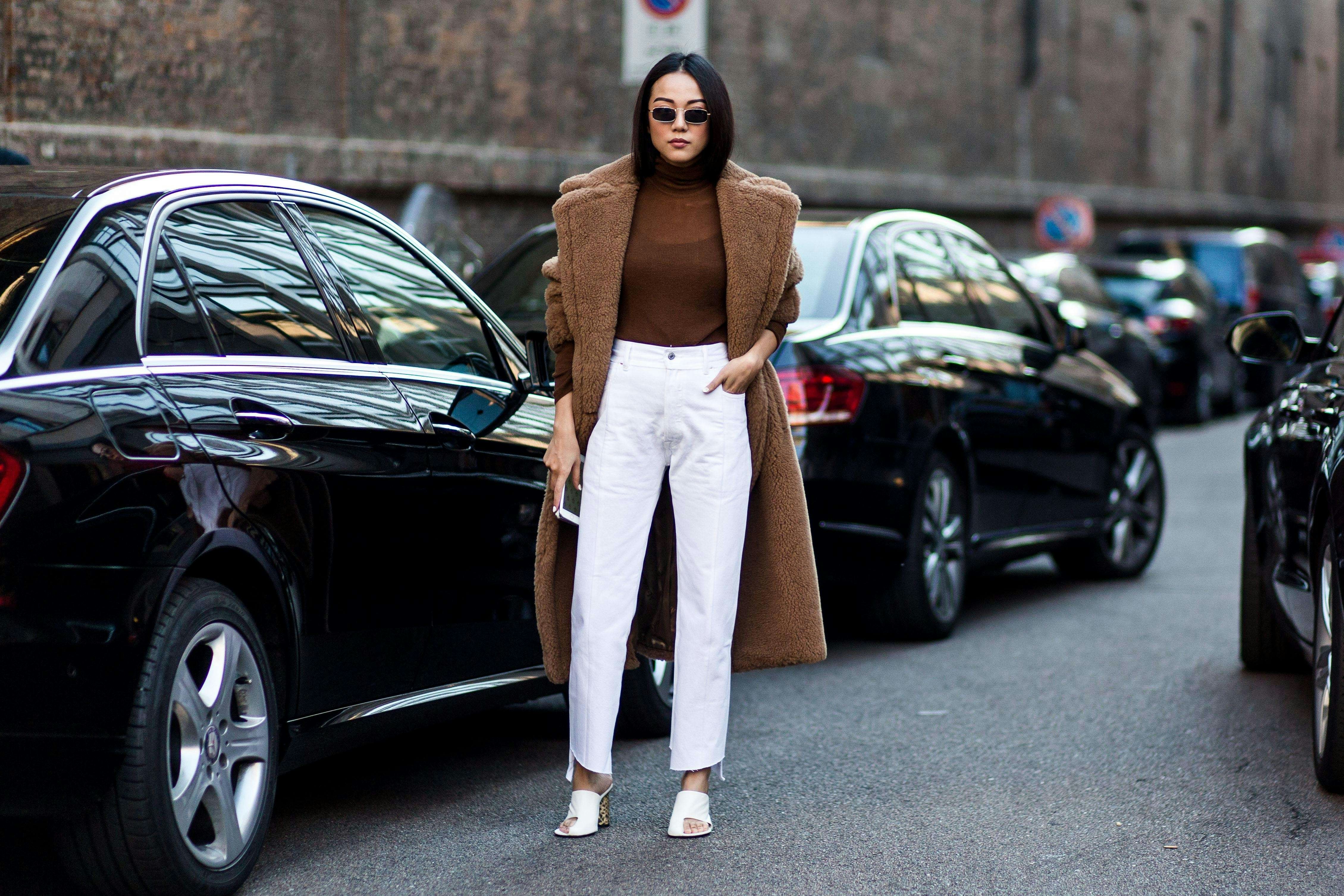 white jean outfits for winter