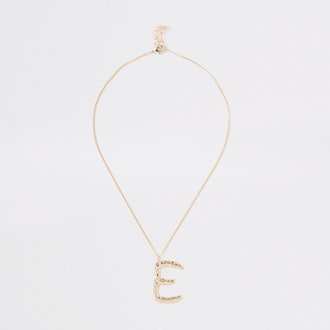 Gold Tone Large Initial 'E' Necklace