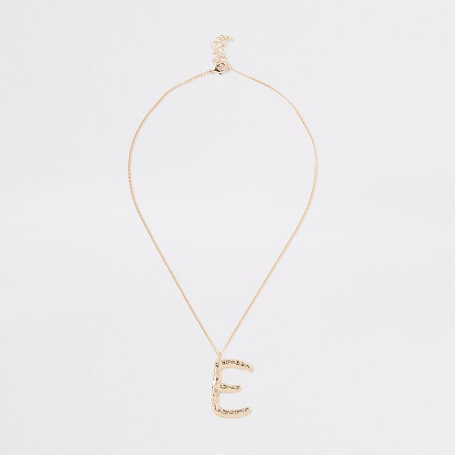 Gold Tone Large Initial 'E' Necklace