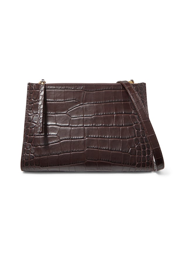 Izabel Croc-Effect Leather Shoulder Bag