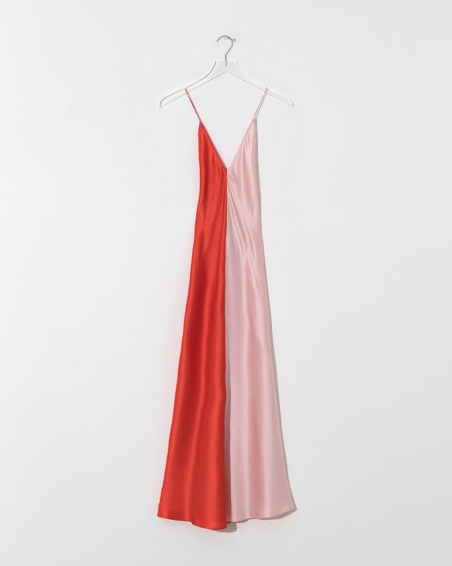Lee Matthews Sierra Contrast Silk Satin Slip Dress