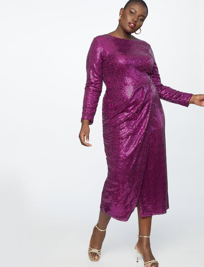 Sequin Maxi Dress with Wrap Skirt