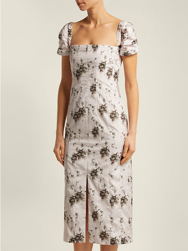 Odilia Floral-Print Panelled Midi Dress