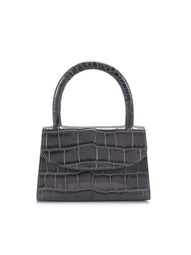 Mini Dark Grey Croco Embossed Leather