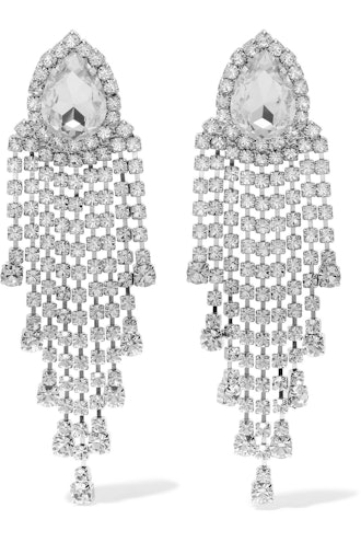 Silver-Tone Crystal Clip Earrings