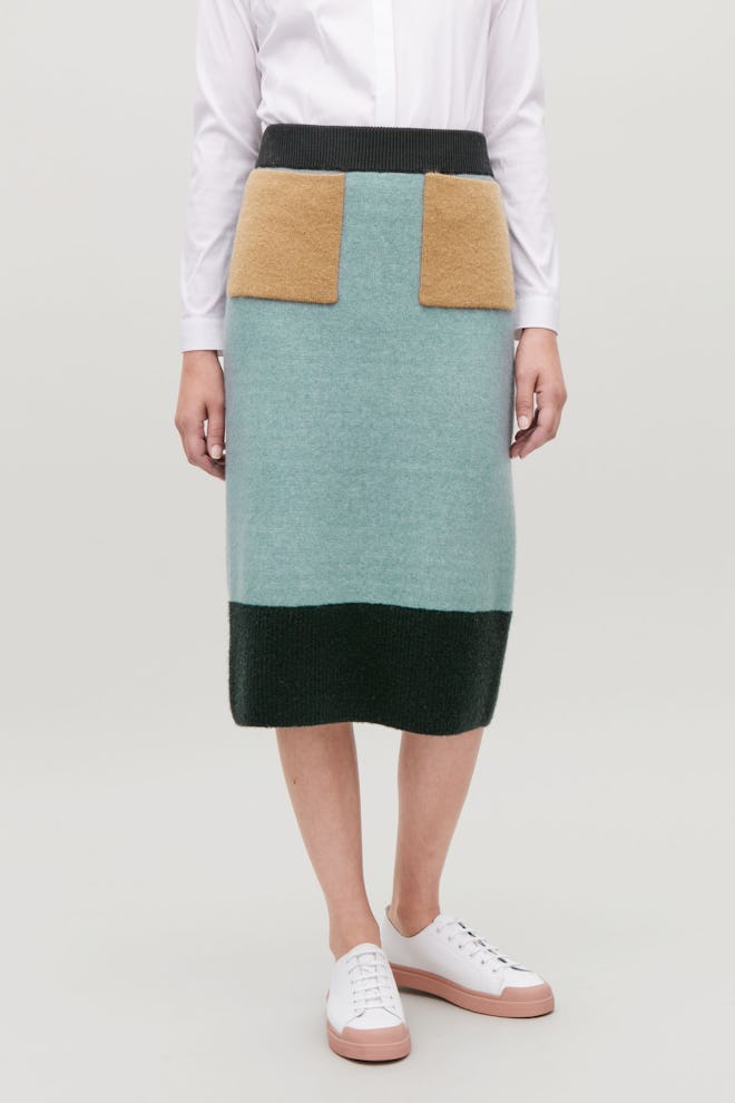 Colour-Block Wool Skirt 