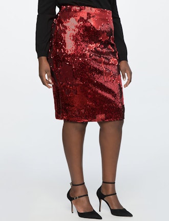 Two Tone Sequin Pencil Skirt
