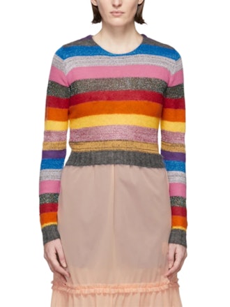 Multicolor Cropped Lurex Rainbow Sweater